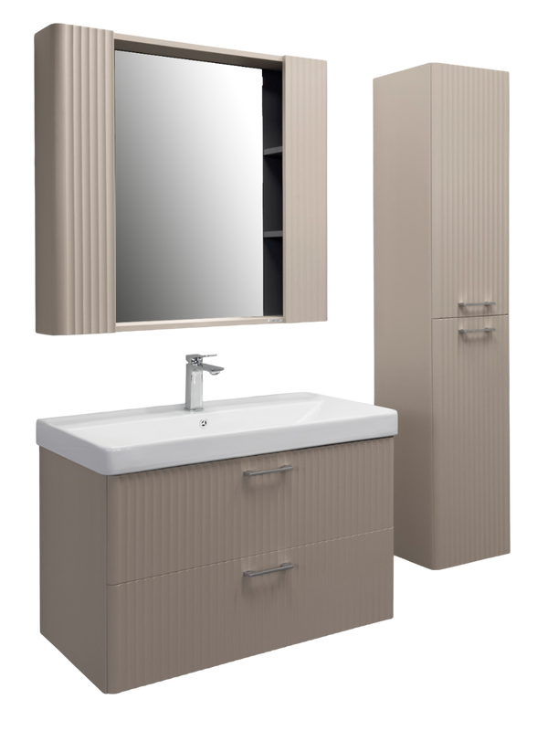 Тумба с раковиной Comforty Ангара 90П подвесная, дуб латте