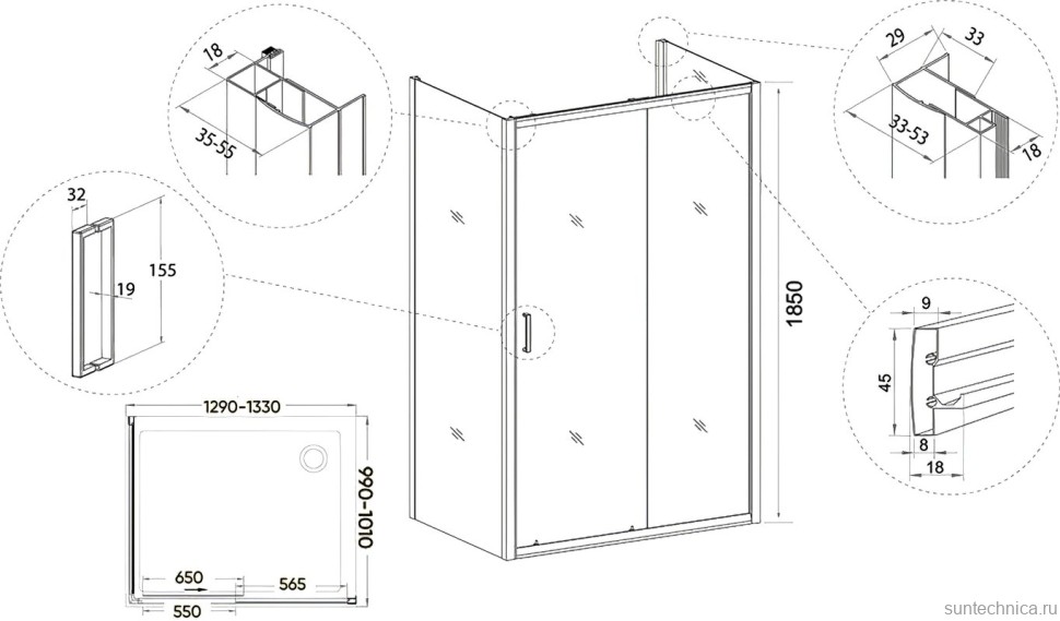 Душевой уголок Veconi Rovigo RV-046 130x100