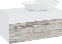 Тумба с раковиной Runo Вудлайн 100 подвесная, скандинавский дуб, раковина Poligono 65