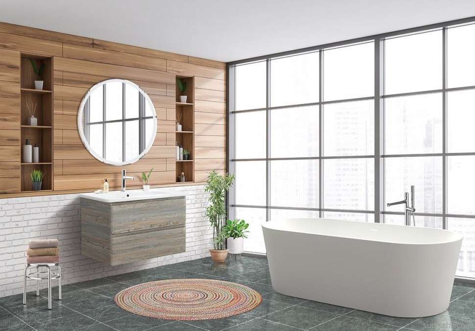 Тумба с раковиной BelBagno Albano-Cer 80 подвесная, pino scania