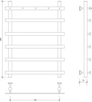 Полотенцесушитель водяной Secado Понтида 1 К 80x60 см, графит, лесенка