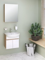 Тумба под раковину без столешницы Runo Лада 50 подвесная, блэквуд, белая