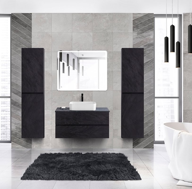 Тумба с раковиной Cezares Molveno 46 100 nero, со столешницей