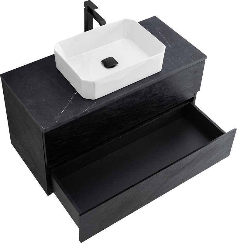 Тумба с раковиной Cezares Molveno 46 100 nero, со столешницей