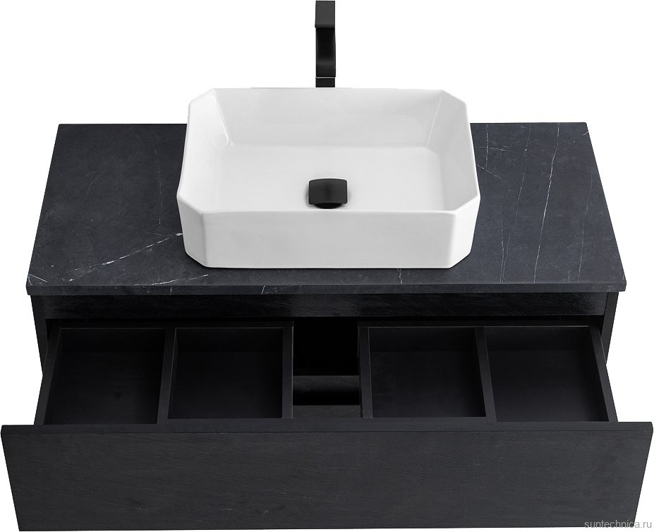 Тумба с раковиной Cezares Molveno 46 100 nero, со столешницей