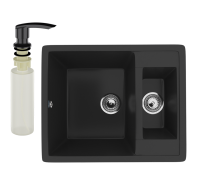 Мойка кухонная Ulgran U-106 344 ультра-черная + дозатор U-02 ультра-черный