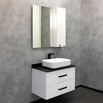 Мебель для ванной Comforty Амстердам 75 черная матовая столешница