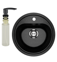 Мойка кухонная Ulgran U-700 308 черная + дозатор U-02 черный Мойка кухонная Ulgran U-700 308 черная + дозатор U-02 черный