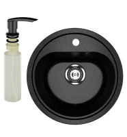 Мойка кухонная Ulgran U-700 308 черная + дозатор U-02 черный Мойка кухонная Ulgran U-700 308 черная + дозатор U-02 черный