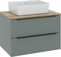 Тумба с раковиной Runo Орлеан 70 зеленая, дуб натуральный, раковина Lavello 50