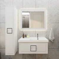 Тумба с раковиной La Fenice Cubo 90 R, белая, ручка черная