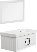 Тумба с раковиной La Fenice Cubo 90 R, белая, ручка черная