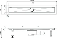 Душевой трап (лоток) Timo Drain Systems DS230207/01 700 двусторонняя панель plate под плитку, сатин