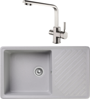 Комплект Мойка GranFest Quarz Z 53 серая + Смеситель Kaiser Decor 40144-5 серебро