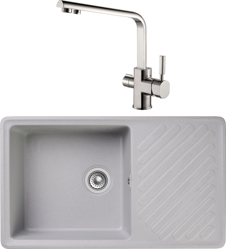 Комплект Мойка GranFest Quarz Z 53 серая + Смеситель Kaiser Decor 40144-5 серебро