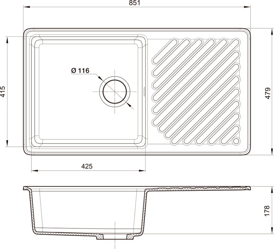 Комплект Мойка GranFest Quarz Z 53 серая + Смеситель Kaiser Decor 40144-5 серебро