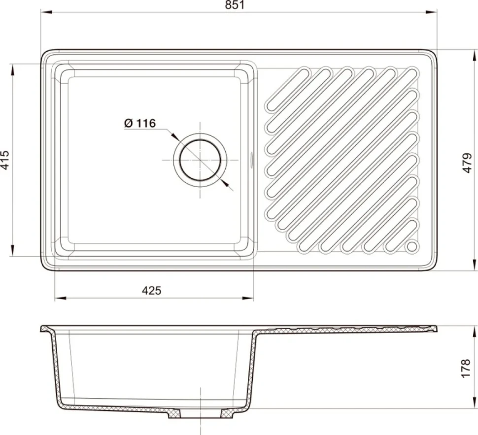 Комплект Мойка GranFest Quarz Z 53 серая + Смеситель Kaiser Decor 40144-5 серебро