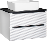 Тумба с раковиной Runo Орлеан 70 белая матовая, черная, раковина Tre 50