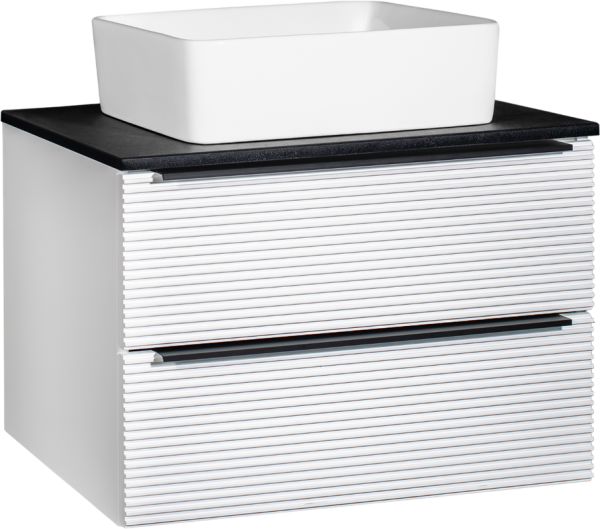 Тумба с раковиной Runo Орлеан 70 белая матовая, черная, раковина Tre 50