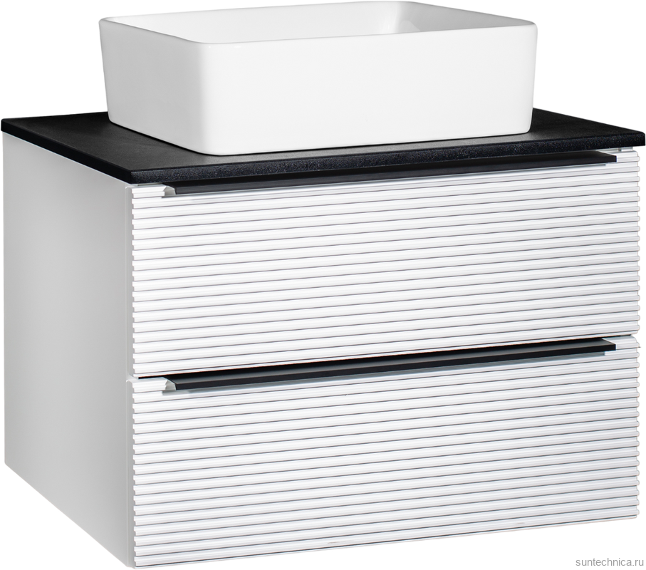 Тумба с раковиной Runo Орлеан 70 белая матовая, черная, раковина Tre 50