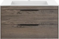Тумба с раковиной Vincea Chiara 2D 80, 2 ящика, темный дуб, с белой раковиной