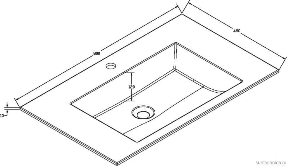 Тумба с раковиной Vincea Chiara 2D 80, 2 ящика, темный дуб, с белой раковиной