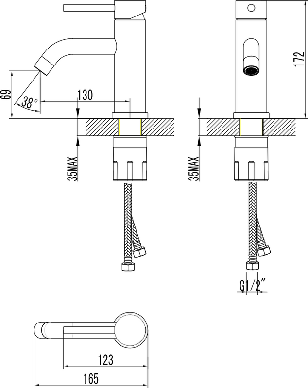 Смеситель для раковины STWORKI Киркенес S45010CR хром