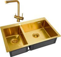 Комплект Мойка Zorg Inox PVD SZR-78-2-51 R bronze + Смеситель Inox SZR-7039 BRONZE бронза