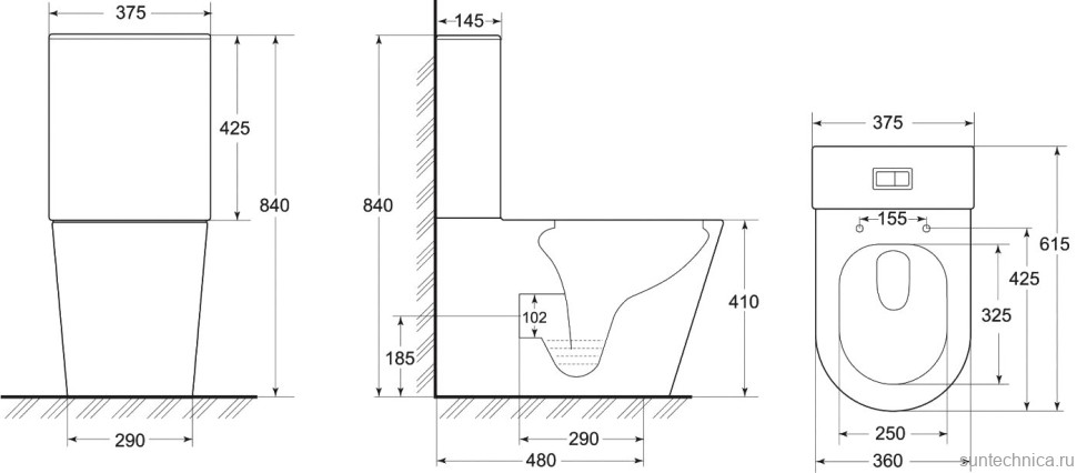 Унитаз-компакт напольный Art&Max Parma AM6089CPRVTSC безободковый, с микролифтом
