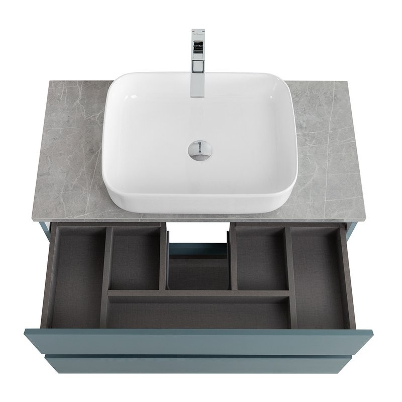 Тумба под раковину со столешницей BelBagno Kraft 90 подвесная, матовая голубая, столешница kep-90-mgl