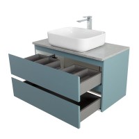 Тумба под раковину со столешницей BelBagno Kraft 90 подвесная, матовая голубая, столешница kep-90-mgl