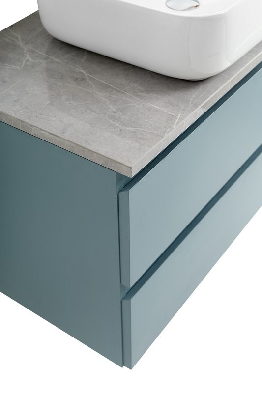 Тумба под раковину со столешницей BelBagno Kraft 90 подвесная, матовая голубая, столешница kep-90-mgl