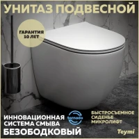 Унитаз подвесной Teymi Lina Vortex T40110 с микрофлитом, безободковый, белый