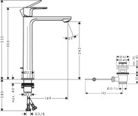 Смеситель для раковины Hansgrohe Rebris S 72580670 с донным клапаном, черный матовый