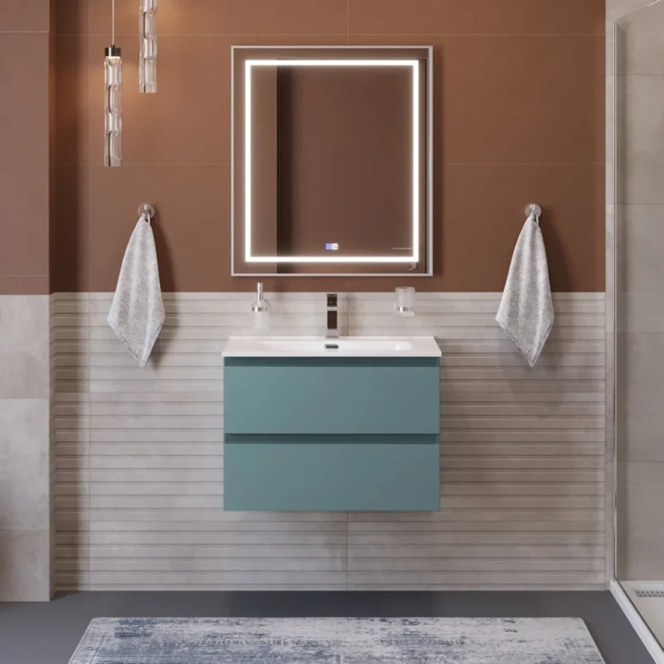 Мебель для ванной комнаты BelBagno Kraft 39 70 подвесная, матовая голубая, раковина bb700/390etl