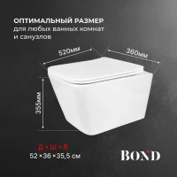 Унитаз подвесной BOND Cube F14-10 безободковый, с микролифтом, система смыва Tornado, белый
