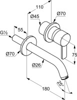 Смеситель для раковины Kludi Zenta 382440575 С ВНУТРЕННЕЙ ЧАСТЬЮ