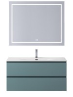 Мебель для ванной комнаты BelBagno Kraft 100 подвесная, матовая голубая, раковина bb-8099-100