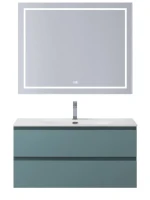 Мебель для ванной комнаты BelBagno Kraft 100 подвесная, матовая голубая, раковина bb-8099-100