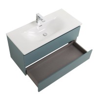 Мебель для ванной комнаты BelBagno Kraft 100 подвесная, матовая голубая, раковина bb-8099-100