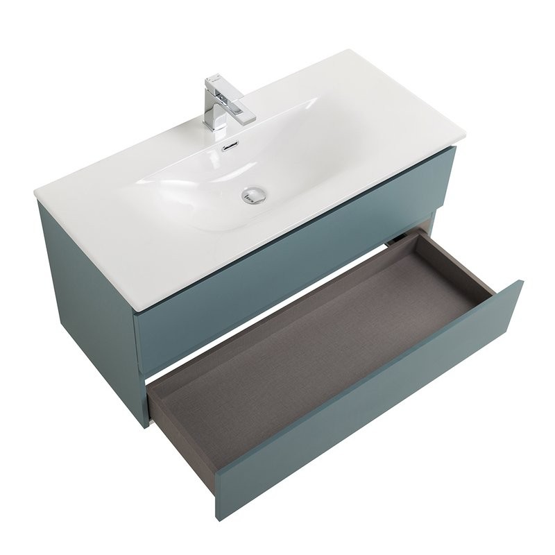 Мебель для ванной комнаты BelBagno Kraft 100 подвесная, матовая голубая, раковина bb-8099-100