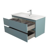 Мебель для ванной комнаты BelBagno Kraft 100 подвесная, матовая голубая, раковина bb-8099-100