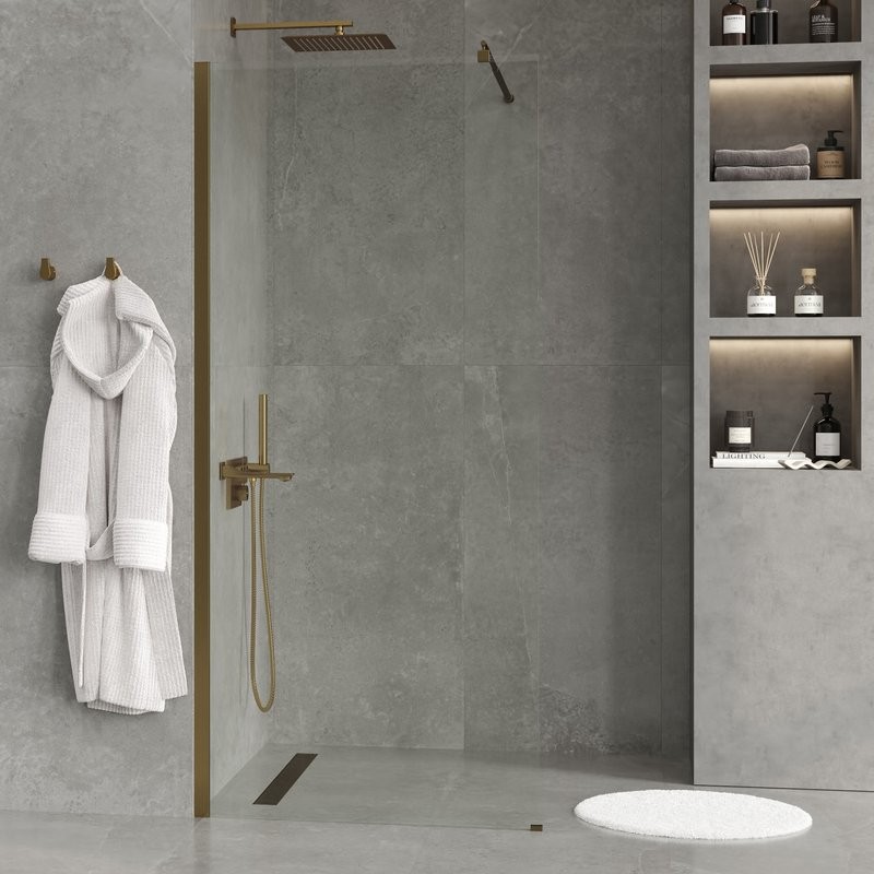 Душевая перегородка Wasserkraft Rur 30W 110 см, профиль матовое золото, стекло прозрачное