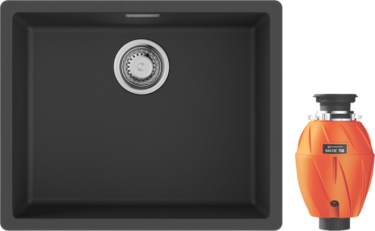 Комплект Мойка Omoikiri Yamakawa 55Т Integra-BL черная + Измельчитель Nagare 750