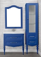 Тумба с раковиной ValenHouse Эстетика 80, синяя, подвесная, ручки хром, раковина Модерн