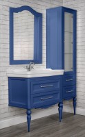 Тумба с раковиной ValenHouse Эстетика 80, синяя, подвесная, ручки хром, раковина Модерн