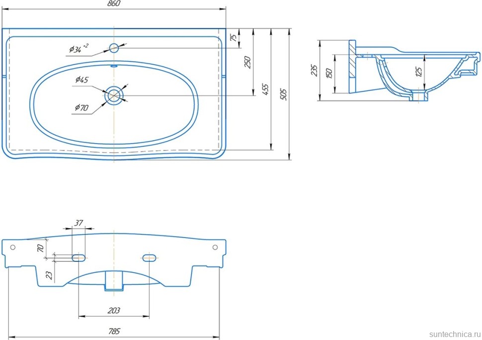 Тумба с раковиной ValenHouse Эстетика 80, синяя, подвесная, ручки хром, раковина Модерн