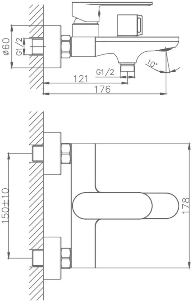 Смеситель для ванны с душем Haiba HB60590