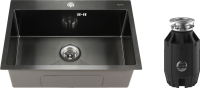 Комплект Мойка Melana D6545HB графит + Измельчитель Bone Crusher BC 910-AS