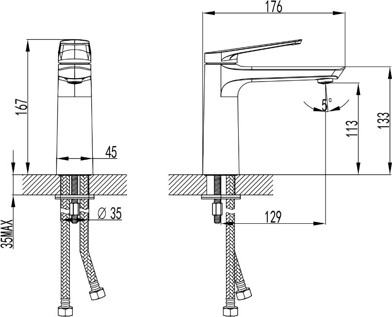 Смеситель для раковины STWORKI Вирклунд S05010BK матовый черный